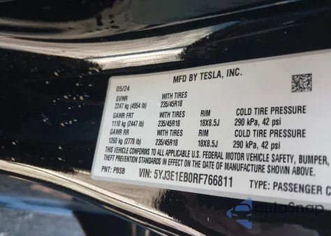 2024 Tesla Model 3 Long Range Dual Motor All-Wheel Drive из США, поврежденный, VIN 5YJ3E1EB0RF766811